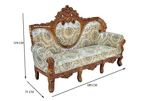 Image of Luxury Wooden Teakwwood Five Seater Sofa Set for Living Room (Honey Brown) Solid Wood Outdoor Chair 5 Seater Sofa | (16)