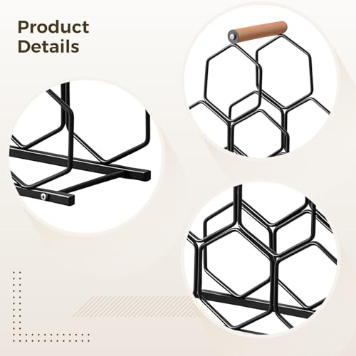 Soporte para 6 botellas diseño panal negro miniatura 2