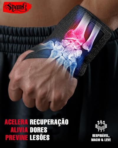 Munhequeira Elástica Alta Compressão Performance Preto Spank
