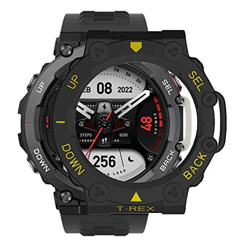 Feysentoe Coque Bumper Compatible avec Amazfit T-Rex 2 Shock-Absorption Case(Noir et Jaune)