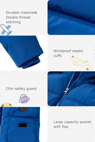 Boys Winter Coat Kids' Thick Puffer Jackets with Removable Hood Warm Quilted Coats Big Boys 5