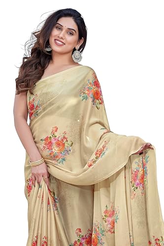 Image of MIRCHI FASHION Saree for Woman Chiffon Floral Printed | Lightweight All-Day Comfortable Women's Sari with Unstitched Blouse Piece (Available in 30 Colors)