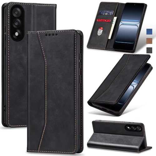 Image of Jasonyu Case for OnePlus Nord 5 5G Leather Wallet Flip Cover with Card Holder,Kickstand, Magnetic Closure,TPU Shockproof Phone Case (Black)