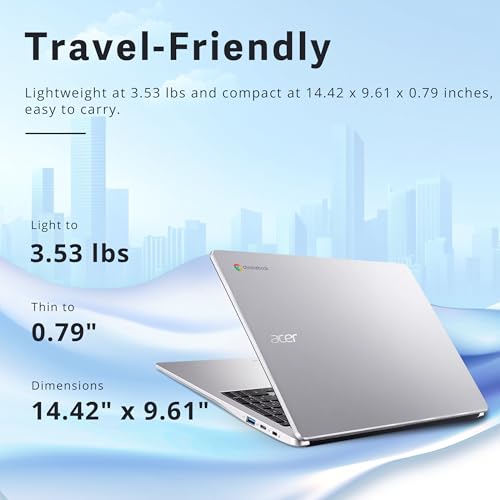 Image of acer Chromebook 315 15.6 inch FHD Laptop, 4GB LPDDR4 RAM, 1TB Storage(64GB eMMC & 1TB Docking Station Set), Intel Celeron N4500, Intel UHD Graphics, Numeric Keypad, HD Webcam, Silver, Chrome OS