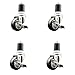 Service Caster Brand 3 Inch 316 Stainless Steel Light Duty Swivel Expanding Stem Caster Set of 4 Black Polyurethane Caster Wheels and 1-7/8? Stem?1,200lbs. Total Cpty?Casters with Locking Brakes