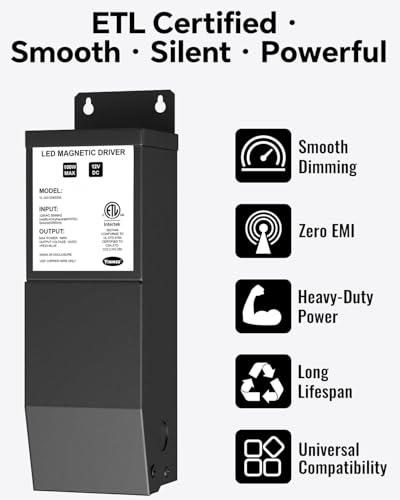 Image of LED Driver 12V 100W Magnetic Dimmable LED Transformer,Magnetic Power Supply 120VAC to 12VDC,Compatible with Lutron and Leviton Dimmers, for LED Strip Lights, Kitchen, Cabinet, ETL Listed