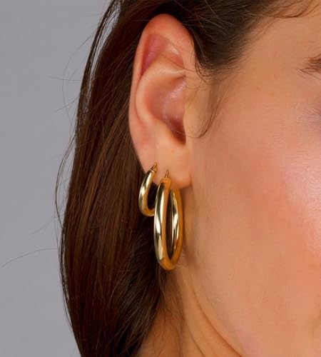 Gold Hoop Earrings Set for Women, 18 Pairs Hypoallergenic Statement Open Pearl Hoops Earring for Multipack, Gold Chunky Hoop Earrings for Women Trendy Jewelry4