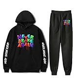 SYXZ Rapper YoungBoy Never Broke Again Hip Hop Hoodie Herren Harajuku Sweatshirt Herren Streetwear Zweiteiliger koreanischer Kapuzenpullover,Schwarz,M