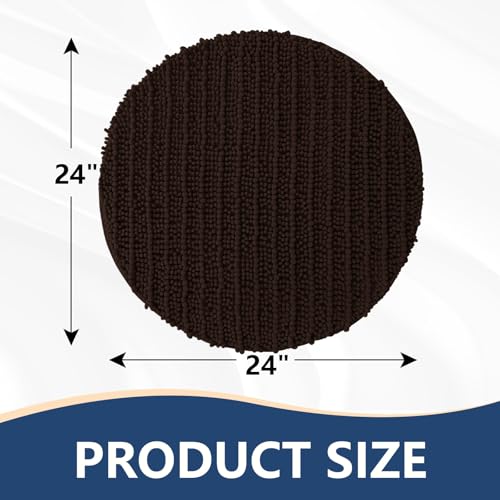 Image of Arotive Round Bathroom Rugs 24x24, Extra Soft Thick Absorbent Shaggy Chenille Bath Rugs, Machine Wash Dry, Bath Mats for Bathroom Floor, Tub and Shower, Home Decor Accessories, Brown