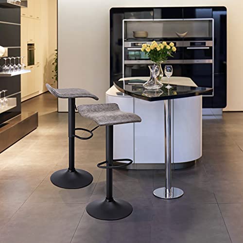 Finnhomy Set Of 2 Adjustable Bar Stools, Swivel Barstools For Kitchen Counter Height Chair, Retro Grey #TOP3