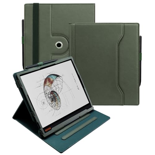 Image of E NET-CASE Case for 10.3 inch Boox Note Air 5 C (2025) / Note Air4 C (2024) / Note Air3 C / Air3 B /W (2023), 360 Rotating Stand Cover with Pen Holder /Hand Strap, Auto Sleep /Wake (Green)
