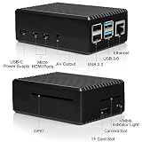 Miuzei Raspberry Pi 4 obudowa aluminiowa z zasilaczem, obudowa Raspberry Pi 4 Model B z pasywnym chłodzeniem, zasilacz USB-C 5 V 3 A z włącznikiem/wyłącznikiem