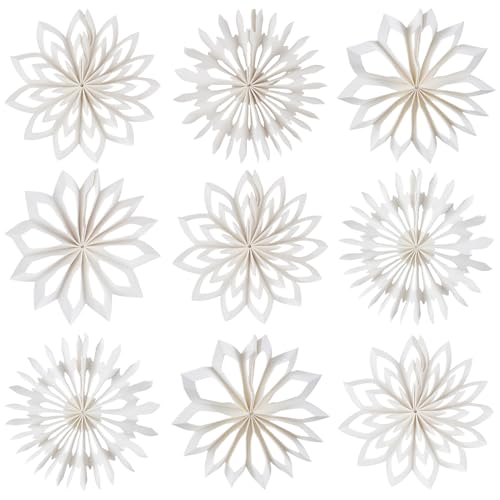 EASY JOY 9 Stück Weiß weihnachtsbaumschmuck 3D Mini Weihnachten...