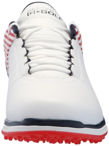 Skechers Women's Go Pivot Spikeless Golf Shoe Sneaker, White/Navy/Red, 7