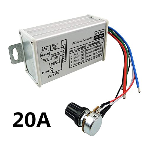 Image of PWM DC Motor Speed Controller, Brush Motor Driver Controls Module DC 9V-60V 12V 24V 36V 48V 60V Motor Pulse Width Modulator Regulator 20A 1200W PWM Monitor Dimmer Governor