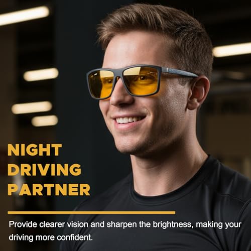 Image of LVIOE Night Vision Glasses for Driving Men Yellow Glasses for Night Driving Anti Glare Polarized N3951