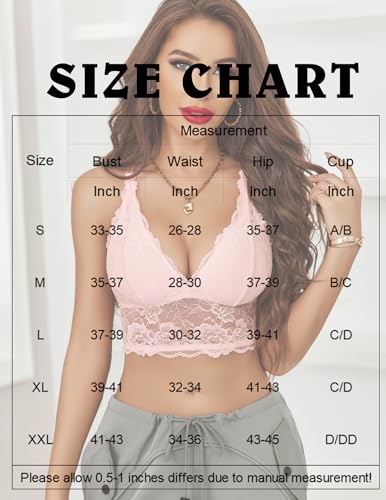 Image of Avidlove Bralettes for Women Lace Wireless Bra V Neck Racerback Crop Top Adjustable Lingerie No Padded