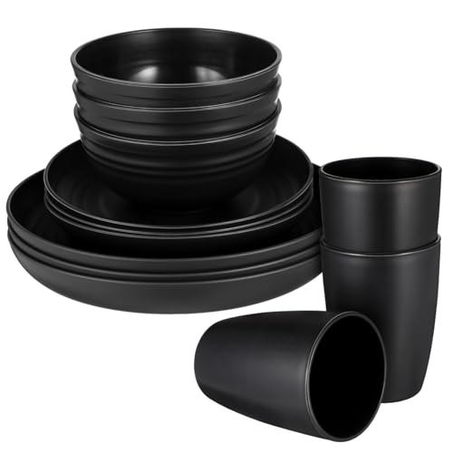 PRETYZOOM 1Set Outdoor Dinnerware Set Straw Camping Plates Bowls Multi Functional Dinnerware for Indoor Outdoor Use Safe Sturdy with Smooth Surface for Rice