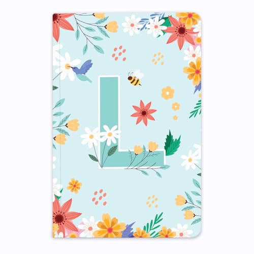 Image of Initial L Premium Soft Bound Notebook Diary for Girls and Women (B6, 90 GSM, 160 Ruled Pages) Floral Design Notebook Journal Diary