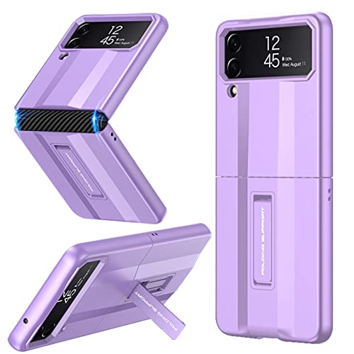 Coque Galaxy Z Flip 4 avec Support, Etui PC Rigide Compatible avec Samsung Galaxy Z Flip 4 avec Intégré Béquille et Charnière Protection, Protection Housse Antichoc pour Galaxy Z Flip 4 5G - Violet Cover