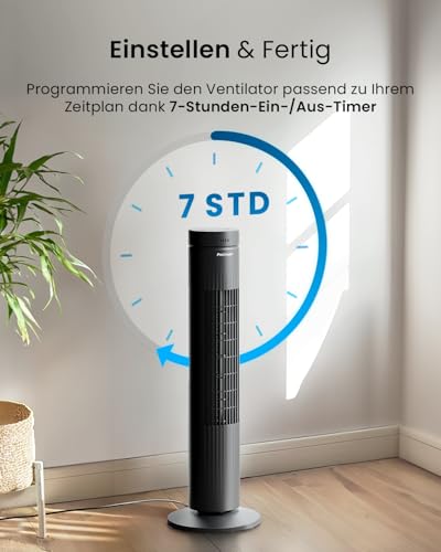 Pro Breeze Turmventilator mit Fernbedienung, 76cm Höhe - Ventilator 65° Oszillation, Timer, 3 Geschwindigkeiten – Leistungsstarker & energieeffizienter Ventilator leise für Schlafzimmer und Büro 4