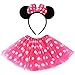 Cumwoen Polka Dots Tutu Skirt with Mouse Ears Headband for Little Girls Halloween Costume Birthday Party Fancy Dress Up Accessories Hot Pink for Minnie