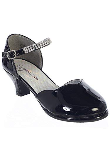 Image of Gwen & Zoe Girl Dress Shoes for Weddings and Parties - Big and Little Girl 2 Inch High Heel with Rhinestone Strap