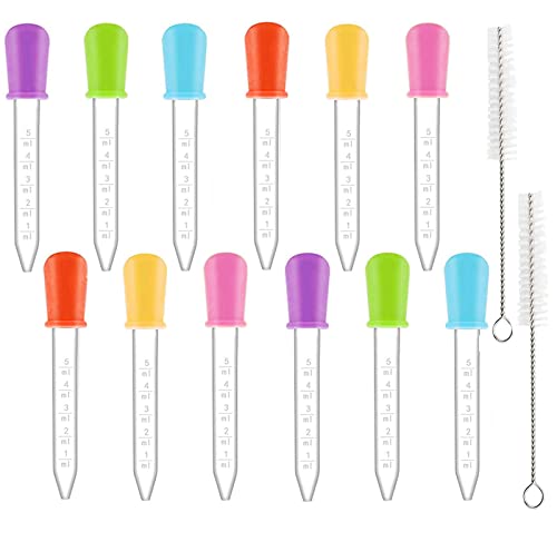 5ml Plastik Liquid Dropper Tropfer groß, 12 Stück Transparente Pipette aus Silikon Kunststoff-Pipetten, Riesen Tropfpipette für Süßigkeitenformen, Gummiförmchen und Bastelarbeiten Kunst Flüssig Plant