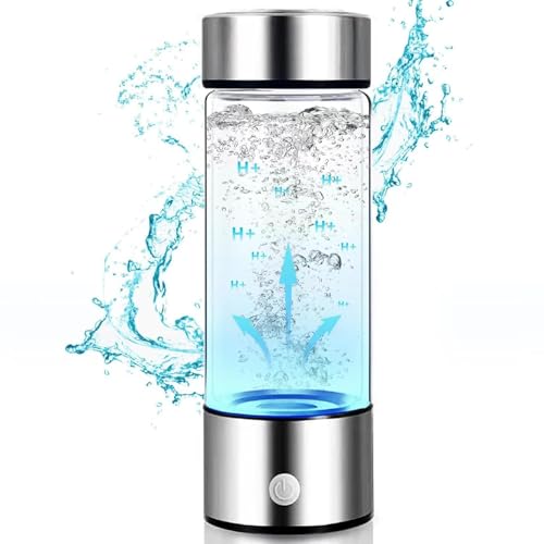 Botella de agua de hidrógeno deportiva, infusor de hidrógeno portátil para una mejor hidratación, sin BPA, a prueba de fugas, 420 ml, ideal para fitness, senderismo, viajes y uso diario (plata)