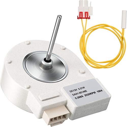 Hotop 2 Pieces Refrigerator Element including DA31-00146E Motor FAN-BLDC DREP5 Fan and DA32-00006W Refrigerator Defrost Temperature Sensor Compatible with Samsung Refrigerator Replacement