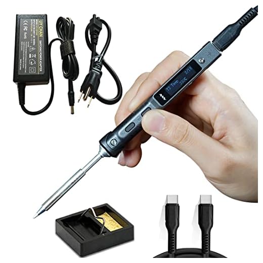 UY CHAN Upgraded Original TS100 Digital OLED Programmable Pocket-size Smart Mini Outdoor Portable Soldering Iron Station Kit Embedded Interface DC5525 Acceleration Sensors STM32 Chip Fast Heat (B2)