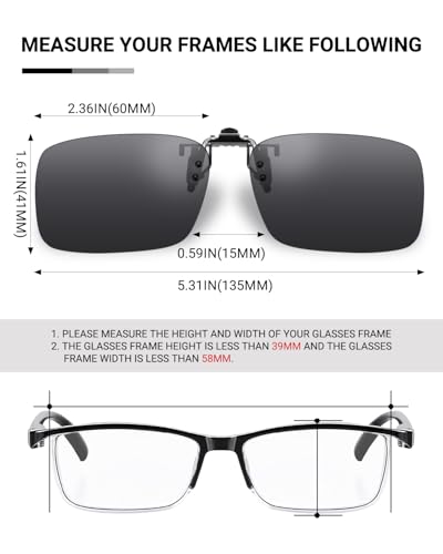 Image of TERAISE Polarized Clip on Sunglasses Over Prescription Glasses Anti-Glare UV400 for Men Women Driving Travelling Outdoor
