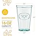 Amici Home Bee Hiball Glass | 16 Oz | Italian Made, Recycled Glass with Green Tint | Drinking Glass with Embossed Bee Design for Water, Juice, Cocktails (Set of 6)