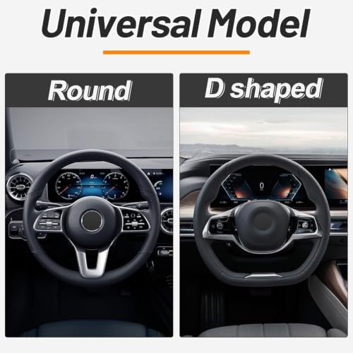 Image of KAFEEK Elastic Stretch Steering Wheel Cover, Universal 15 Inch, Brown
