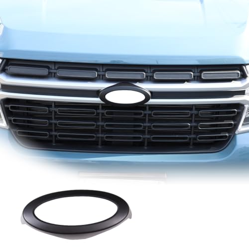 Image of Car Front Emblems Trim Ring Cover Compatible with Ford Maverick 2022-2024, Front Hood Center Emblem Logo Cover, Car Front Center Badge Surrounding Ring Decorative Accessories, Matt Black