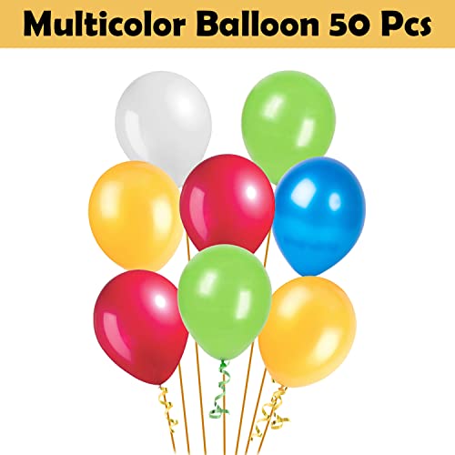 Image of Party Propz Multicolor Metallic Balloons - Pack of 50 Pcs | Happy Birthday Decoration Items for Boy and Girl | Multicolor Metallic Balloons for Birthday Decoration | Anniversary Decoration Items