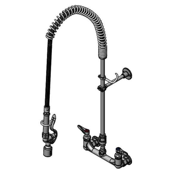 T&S Brass B-2278-CR-C-EL Pre-Rinse Units, Includes 8" Wall Mount Base, Vacuum Breaker, Wall Bracket, 44" Flex Hose, Low-Flow Spray Valve