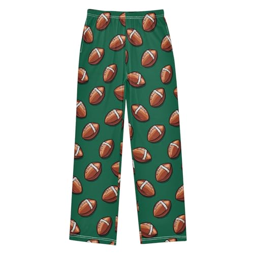 Cartoon American Footballs Lounge Pajama Pants Soft PJ Bottoms for Sleepwear Ages 6-14 Years