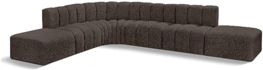 BOWERY HILL Modular Sectional Sofa, 172" W x 82" D x 30" H, Brown Boucle Fabric, Deep Channel Tufting, Contemporary Design, Configurable Living Room Seating