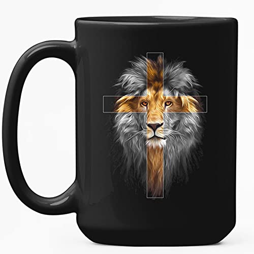 Jesus Lion Of Judah Mug, Lion Lover Gift, Gift For Animal Lover, Lion Head Mug, Jesus Is King Mug, Christian Mug, Religious Mug, Church Mug, I Love Jesus Gift (Ceramic, 11oz)