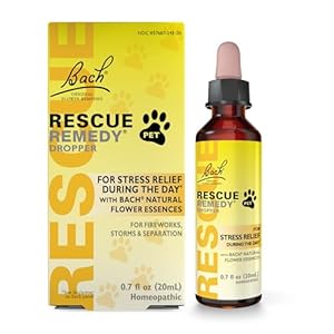 Bach RESCUE Remedy PET Dropper 20mL, Natural Stress Relief, Calming for Dogs, Cats, & Other Pets, Homeopathic Flower Essence, Thunder, Fireworks & Travel, Separation, Sedative-Free
