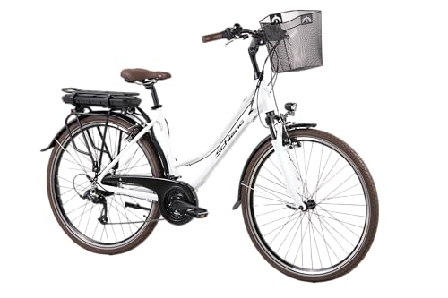 F.lli Schiano E-Ride, Bicicleta Electrica de Trekking, 28', Batería 36V 14.5Ah Extraíble, Motor 250W 40Nm, Bici Electrica Urbana, Unisex Adulto, Blanco