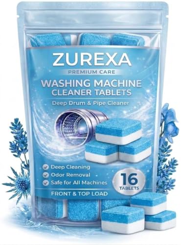 Washing Machine Cleaner Tablets (16 Tablets) | Drum & Pipe Deep Cleaner | Fresh Scent | Removes Odour, Limescale & Residue | For Front Load & Top Load Fully Automatic Washing Machines (Fresh)