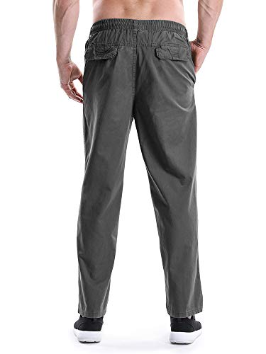 Men's Lightweight Casual Pants Elastic Waist Pull On Work Travel, Teen Boys Husky Pants Grey Tag 3XL - US 382