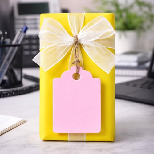Image of CVANU 100pcs Premium Color Tag Blank Hanging with Pre-Punched Hole Tags for DIY Crafts, Gift Wrapping, Labelling & Writable Decorative Tags for All Occasions (2.85in X 1.7in) Light Pink2