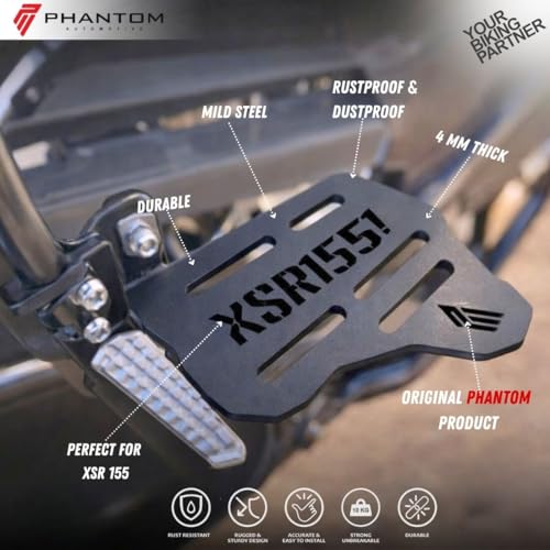 Image of Phantom Heavy Duty Pillion Footrest Yamaaha XSR 155 | 4mm Thickness CNC Machined Mild Steel | High Precision Motorcycle Accessory | Matte Black Finish (Left Side)