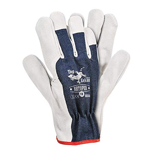 Reis Rbtoper10 Topgekon Lot de 12 gants de protection Bleu foncé/blanc Taille 10