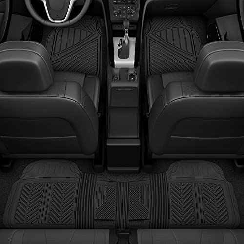 Motor Trend FlexTough Performance All Weather Rubber Car Floor Mats with Cargo Liner – Full Set Front & Rear Floor Mats for Cars Truck SUV, Automotive Floor Mats (Black) by Motor Trend - Image 3