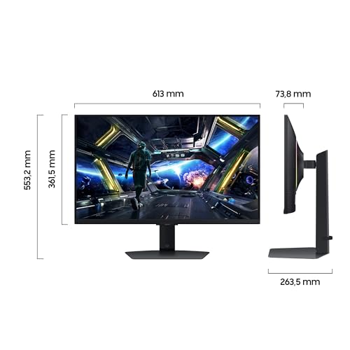 Samsung Odyssey G70D 4K Gaming Monitor, 27 Zoll, Bildschirm mit IPS-Panel, 4K-Auflösung, 3840 x 2160 Pixel, AMD FreeSync Premium, HDR10+, Reaktionszeit 1 ms, Bildwiederholrate 144 Hz, LS27DG702EUXEN