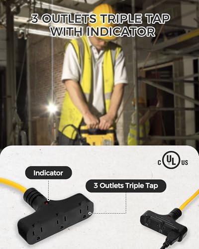Wilawels 30 Ft Retractable Extension Cord Reel, 16/3 Gauge Sjtw Power Cord With 3 Electrical Outlets Pigtail For Garage And Shop thumb #5
